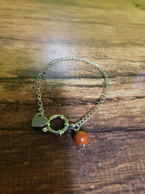 Bracelet Cœur et Perle Jaspe Rouge