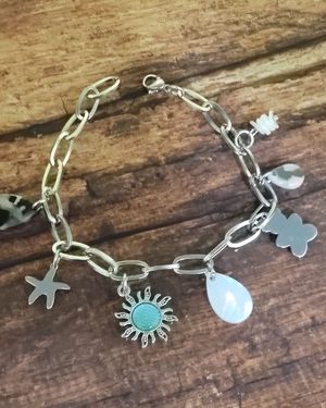 Bracelet Soleil bleu ajustable en acier inoxydable.