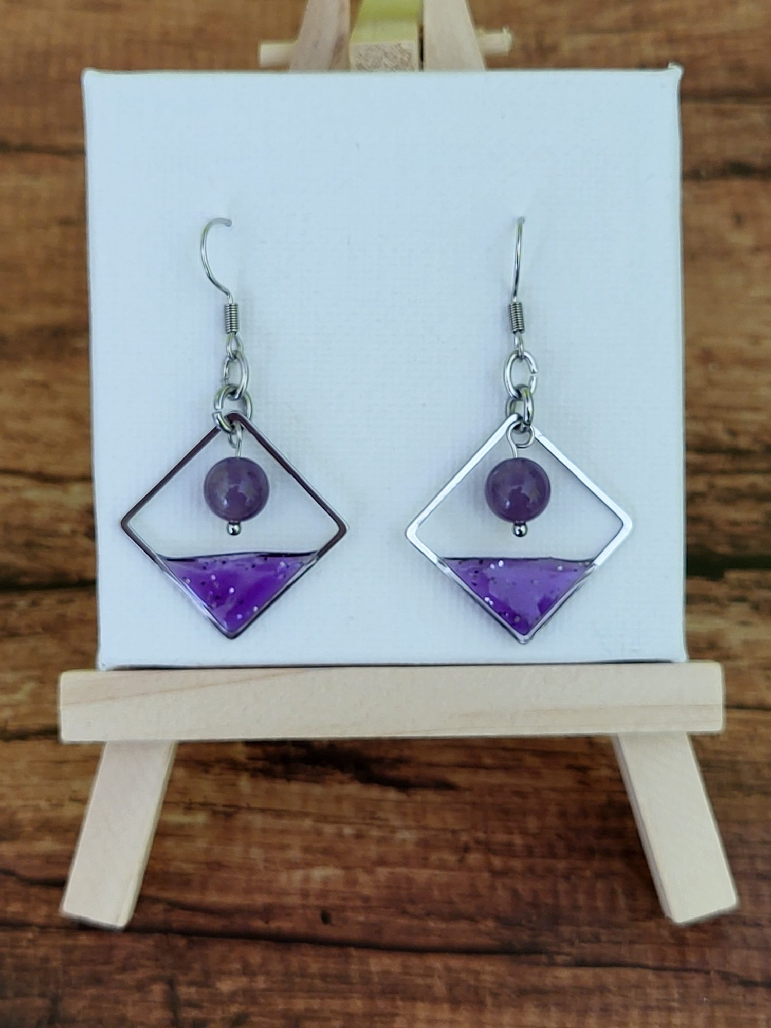 Boucles d'oreilles "Améthyste Géométrique"