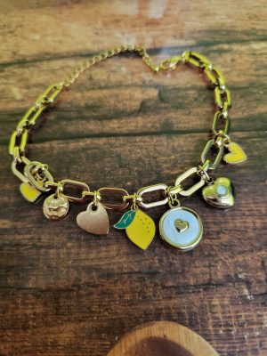 Bracelet Charms "Citron Zesté" en Acier Inoxydable Doré