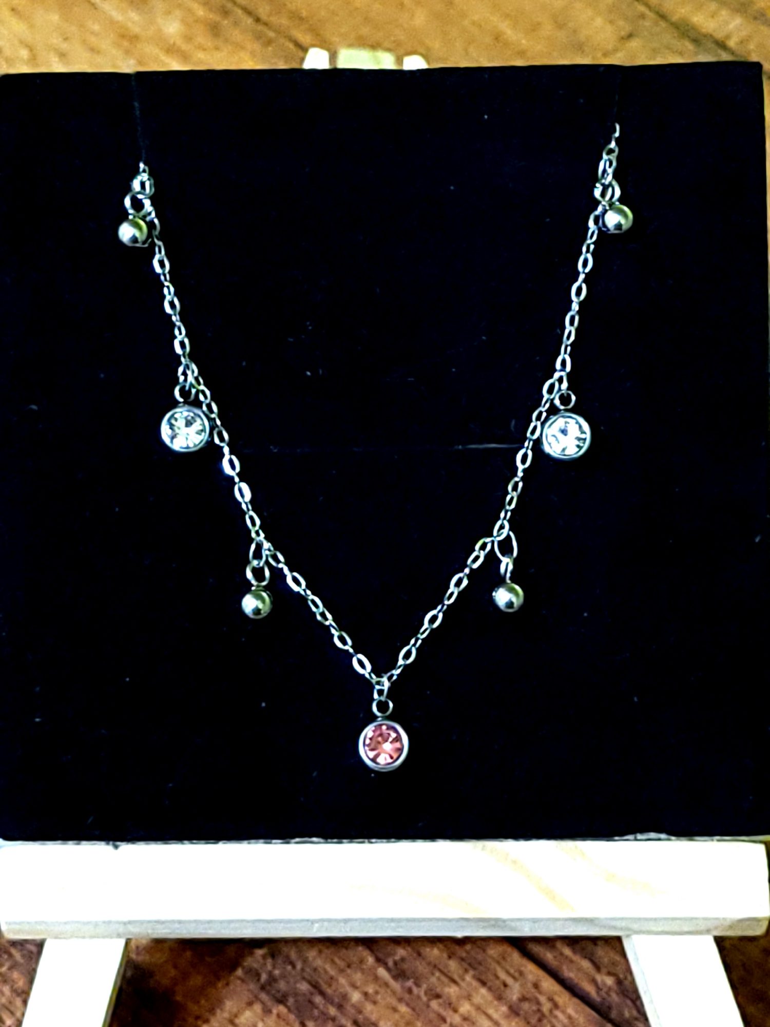 Collier Court "Charms Éclat" – Acier Inoxydable & Cristaux